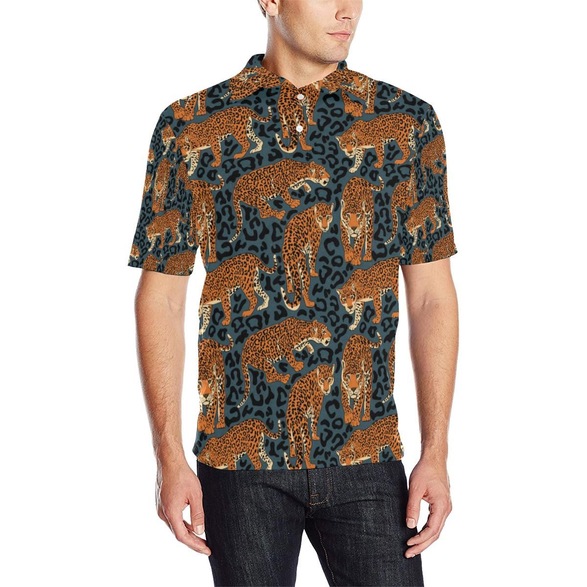 Jaguar Pattern Print Design 04 Men Polo Shirt Jaguar Pattern Print Design 04 Men Polo Shirt
