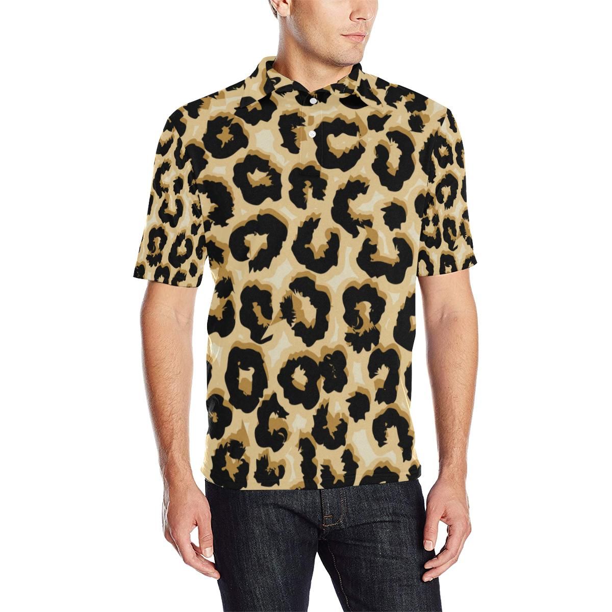 Jaguar Skin Pattern Print Design 02 Men Polo Shirt Jaguar Skin Pattern Print Design 02 Men Polo Shirt