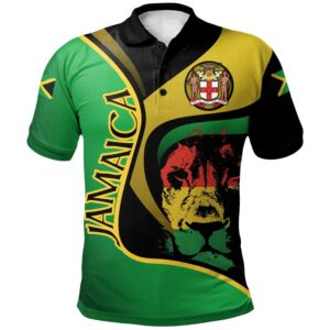 Jamaica Polo Shirt - Jamaican Lion with Coat Of Arms - Bn19