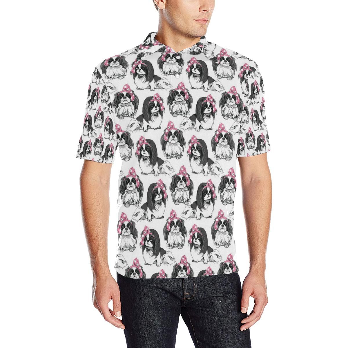 Japanese Chin Pattern Print Design 01 Men Polo Shirt Japanese Chin Pattern Print Design 01 Men Polo Shirt