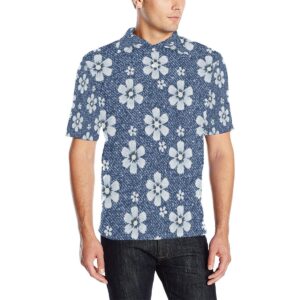 Jean Flower Pattern Print Design 03 Men Polo Shirt