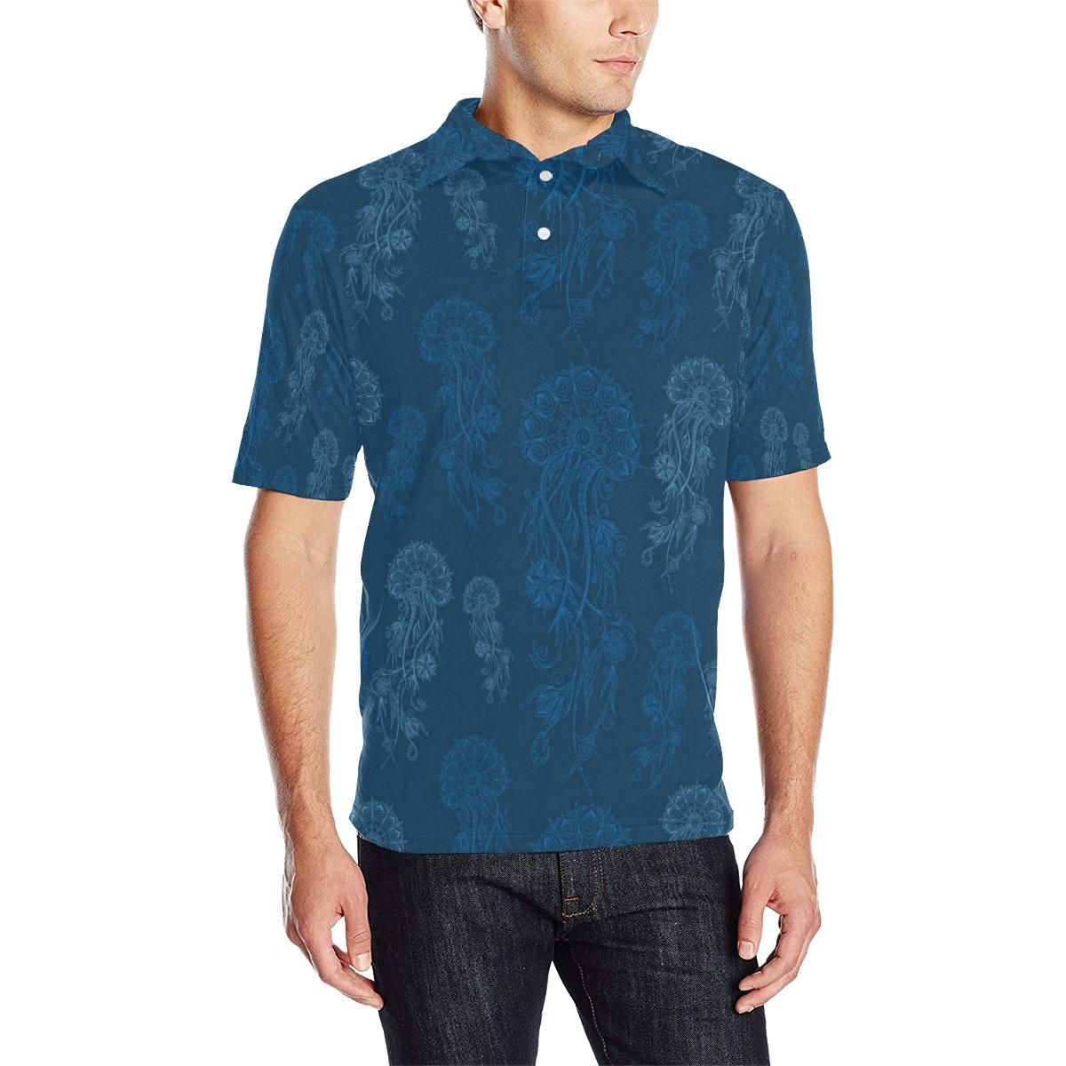 Jellyfish Pattern Print Design 01 Men Polo Shirt Jellyfish Pattern Print Design 01 Men Polo Shirt
