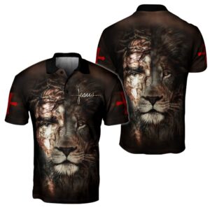 Jesus And Lion 3D All Over Printed Unisex Polo Shirt