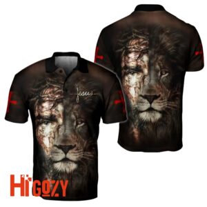 Jesus And Lion 3D All Over Printed Unisex Polo Shirt