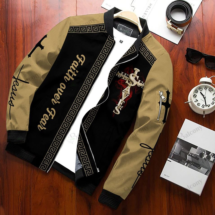 Jesus Faith Over Fear Bomber Jacket Jesus Faith Over Fear Bomber Jacket