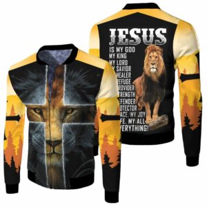 Jesus Is My God King Lord Savior My Everything Lion 3D T Shirt Hoodie Sweater Jersey Bomber Jacket Model 2729 Bomber Jacket