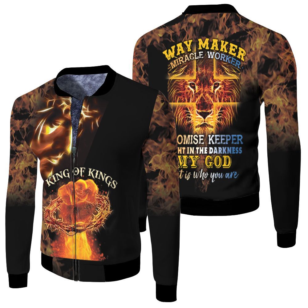 Jesus King Of Kings Way Maker Miracle Worker Lion 3D Printed T Shirt Bomber Jacket Jesus King Of Kings Way Maker Miracle Worker Lion 3D Printed T Shirt Bomber Jacket
