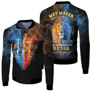 Jesus Save My Life Way Maker Miracle Worker Promise Keeper Light In The Darkness My God That Is Who You Are 3D Jersey Bomber Jacket