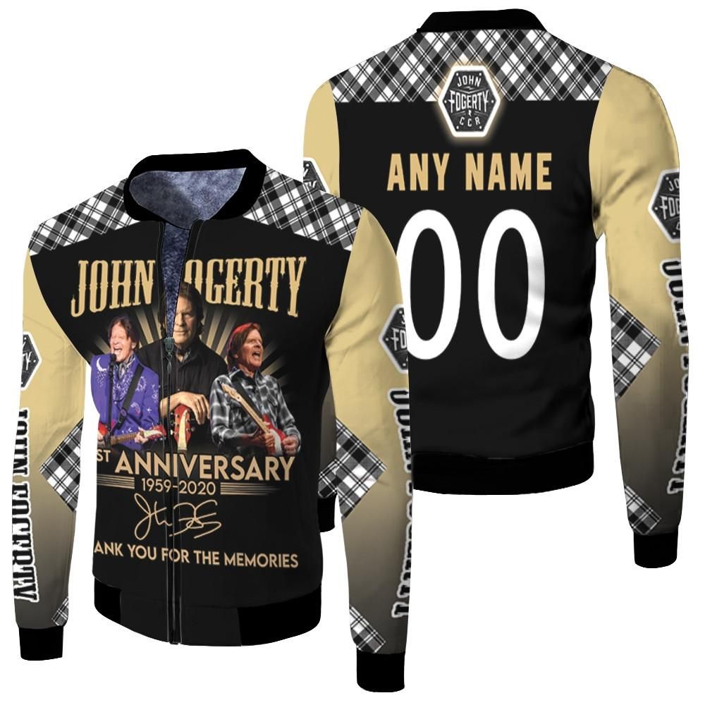 John Fogerty 61th Anniversary 1959 2020 Thank You For The Memories 3D Designed Allover Gift With Custom Name Number For John Fogerty Fans Bomber Jacket John Fogerty 61th Anniversary 1959 2020 Thank You For The Memories 3D Designed Allover Gift With Custom Name Number For John Fogerty Fans Bomber Jacket