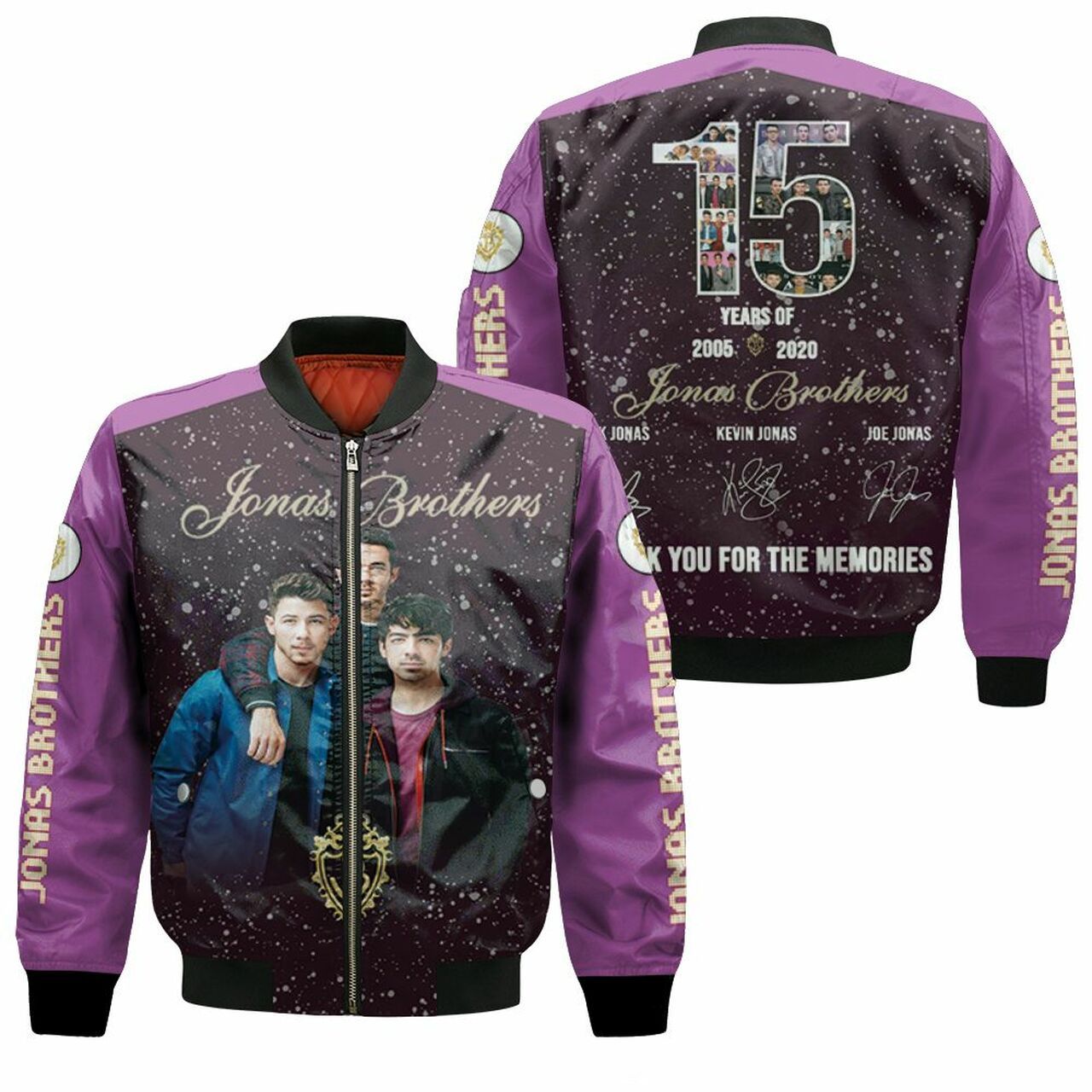 Jonas Brothers 15 Years 2005 2020 Nick Kevin Joe Signed Thank You For Memories 3D T Shi Jersey Bomber Jacket Model 2756 Jonas Brothers 15 Years 2005 2020 Nick Kevin Joe Signed Thank You For Memories 3D T Shi Jersey Bomber Jacket Model 2756