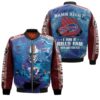 Josh Allen 17 Damn Right I Am A Bills Fans Now And Forever Blue 3D Designed Allover Gift For Bills Fans Bomber Jacket