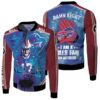 Josh Allen 17 Damn Right I Am A Bills Fans Now And Forever Blue 3D Designed Allover Gift For Bills Fans Bomber Jacket