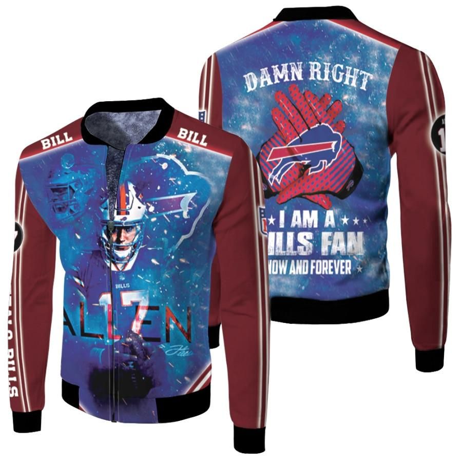 Josh Allen 17 Damn Right I Am A Bills Fans Now And Forever Blue 3D Designed Allover Gift For Bills Fans Bomber Jacket Josh Allen 17 Damn Right I Am A Bills Fans Now And Forever Blue 3D Designed Allover Gift For Bills Fans Bomber Jacket