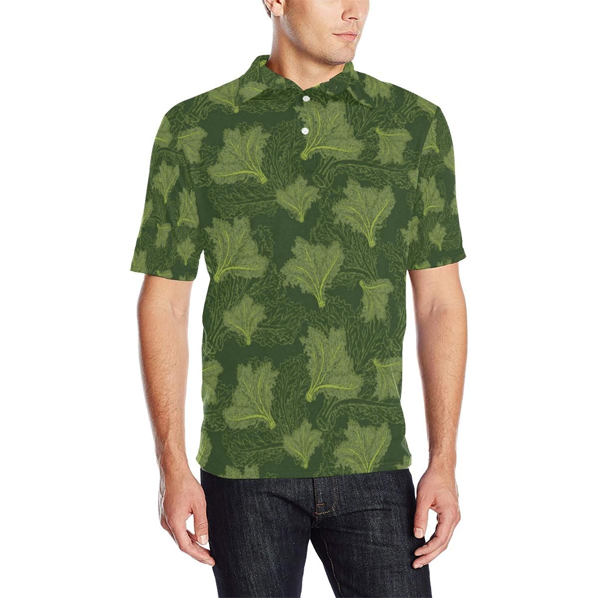 Kale Pattern Print Design 01 Men Polo Shirt Kale Pattern Print Design 01 Men Polo Shirt