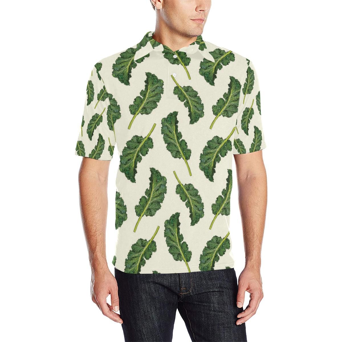 Kale Pattern Print Design 03 Men Polo Shirt Kale Pattern Print Design 03 Men Polo Shirt