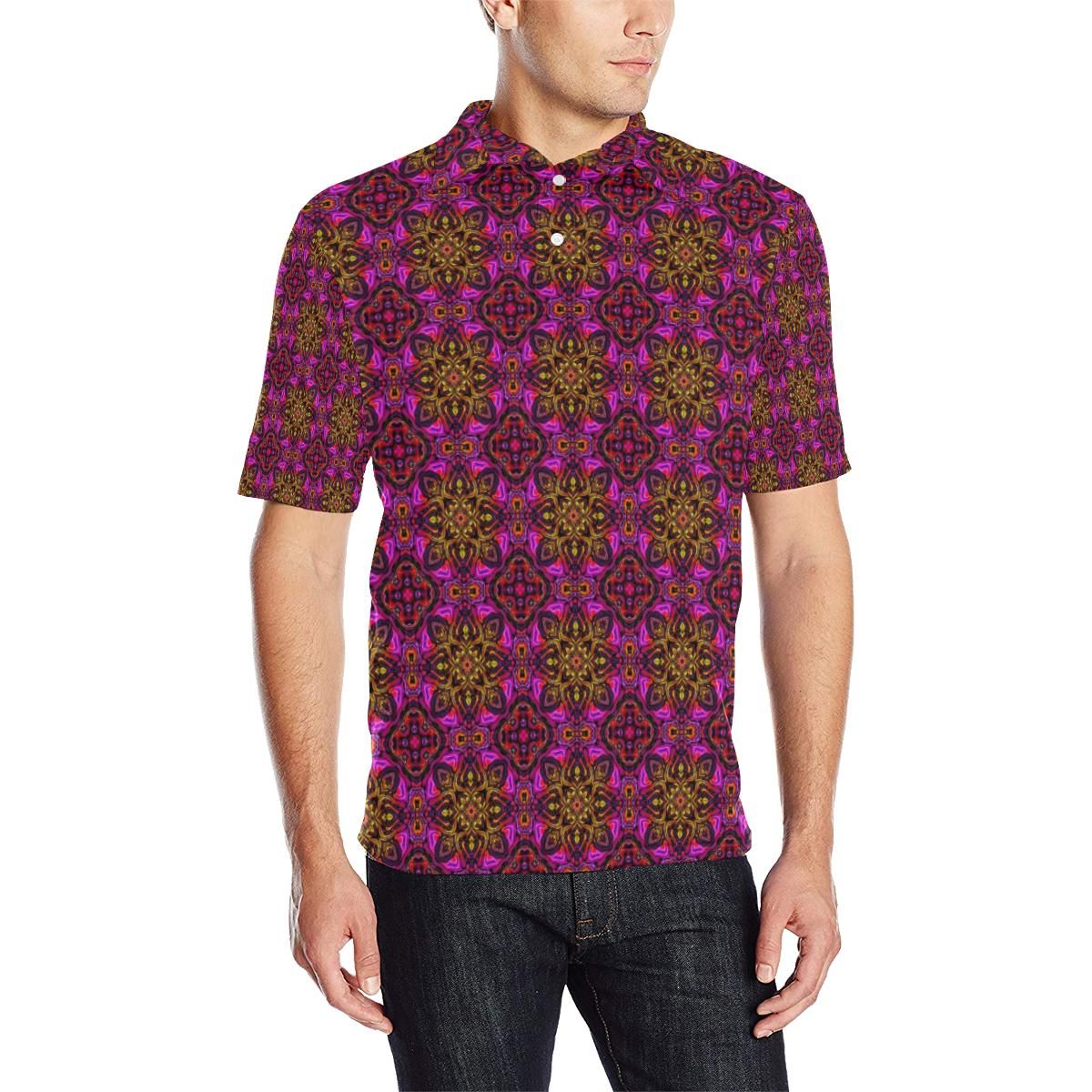 Kaleidoscope Abstract Print Design Men Polo Shirt Kaleidoscope Abstract Print Design Men Polo Shirt