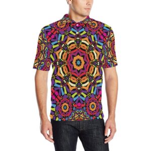 Kaleidoscope Pattern Print Design 01 Men Polo Shirt