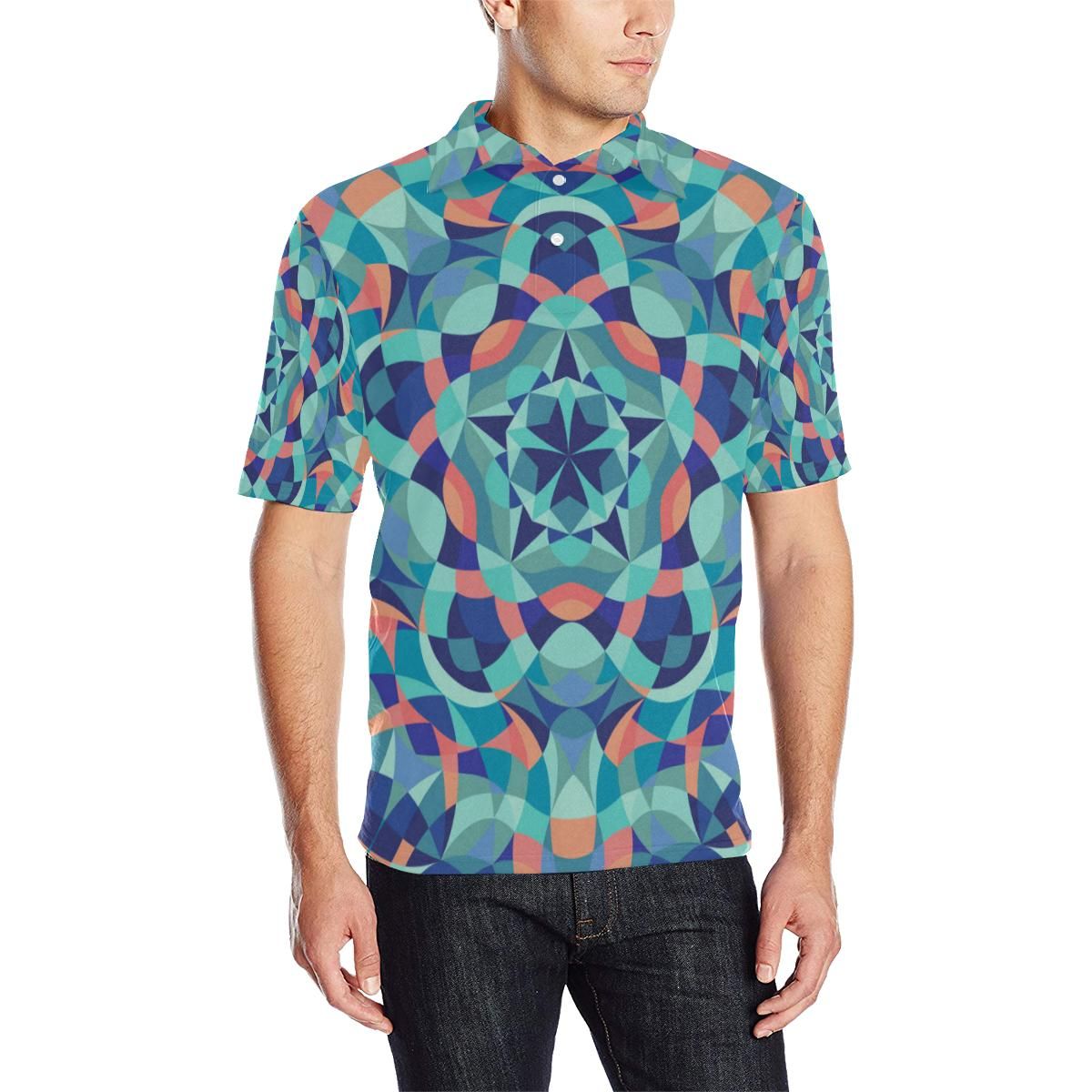 Kaleidoscope Pattern Print Design 03 Men Polo Shirt Kaleidoscope Pattern Print Design 03 Men Polo Shirt