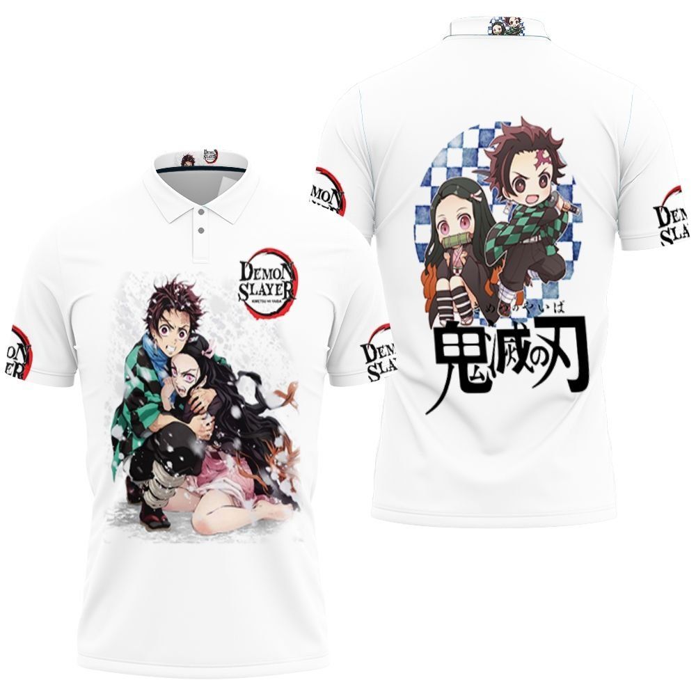 Kamado tanjiro hug kamado nezuko anime kimetsu no yaiba Polo shirt Kamado tanjiro hug kamado nezuko anime kimetsu no yaiba Polo shirt