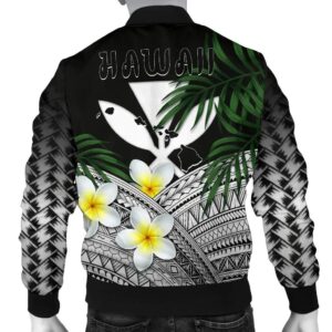 Polynesian Plumeria Banana Leaves Gray A02 Bomber Jacket