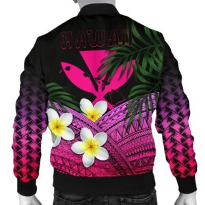Polynesian Plumeria Banana Leaves Pink A02 Bomber Jacket