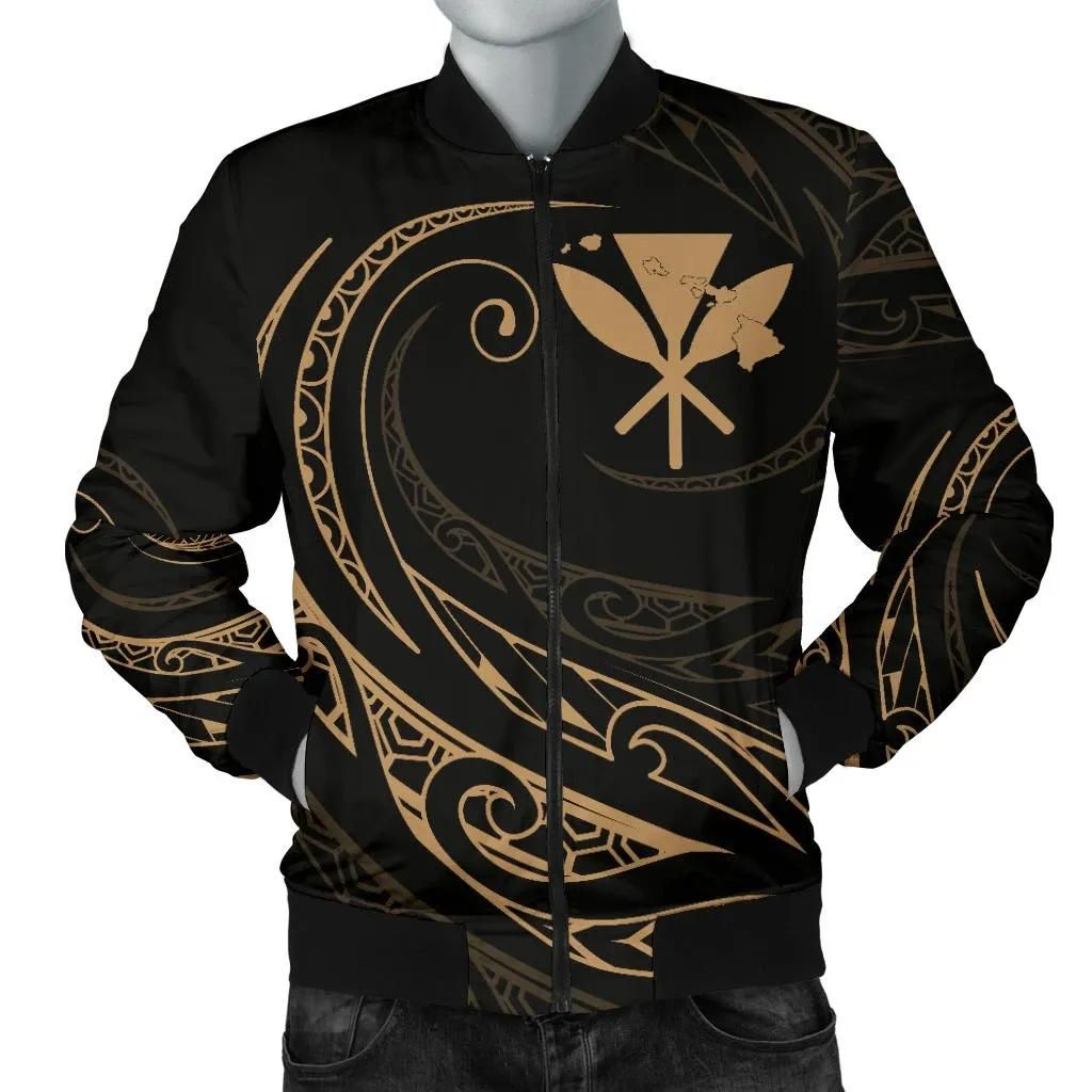 Kanaka Polynesian Men√¢‚Ǩ‚Ñ¢s Bomber Jacket - Gold - Frida Style - AH J9 Bomber Jacket Kanaka Polynesian Men√¢‚Ǩ‚Ñ¢s Bomber Jacket - Gold - Frida Style - AH J9 Bomber Jacket