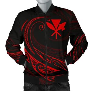 Kanaka Polynesian Men√¢‚Ç¨‚Ñ¢s Bomber Jacket - Red - Frida Style - AH J9 Bomber Jacket