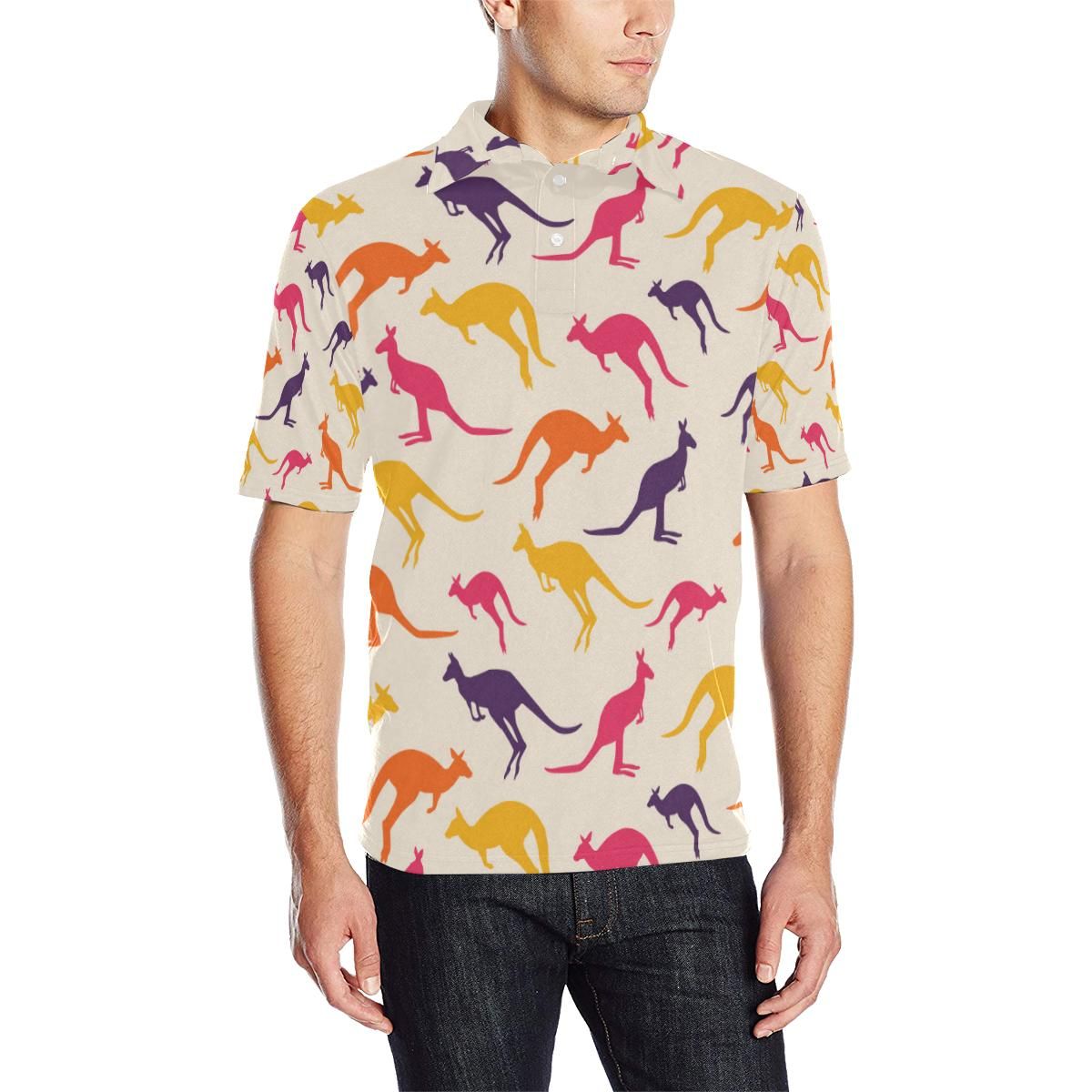 Kangaroos Pattern Print Design 01 Men Polo Shirt Kangaroos Pattern Print Design 01 Men Polo Shirt
