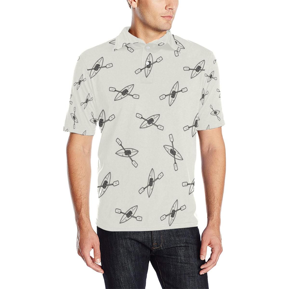 Kayak Pattern Print Design 01 Men Polo Shirt Kayak Pattern Print Design 01 Men Polo Shirt
