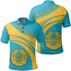 Kazakhstan Coat Of Arms Polo Shirt Cricket Style J5W