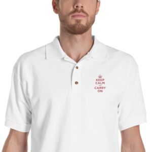 Keep Calm And Carry On (Red Embroidered) Polo Shirt