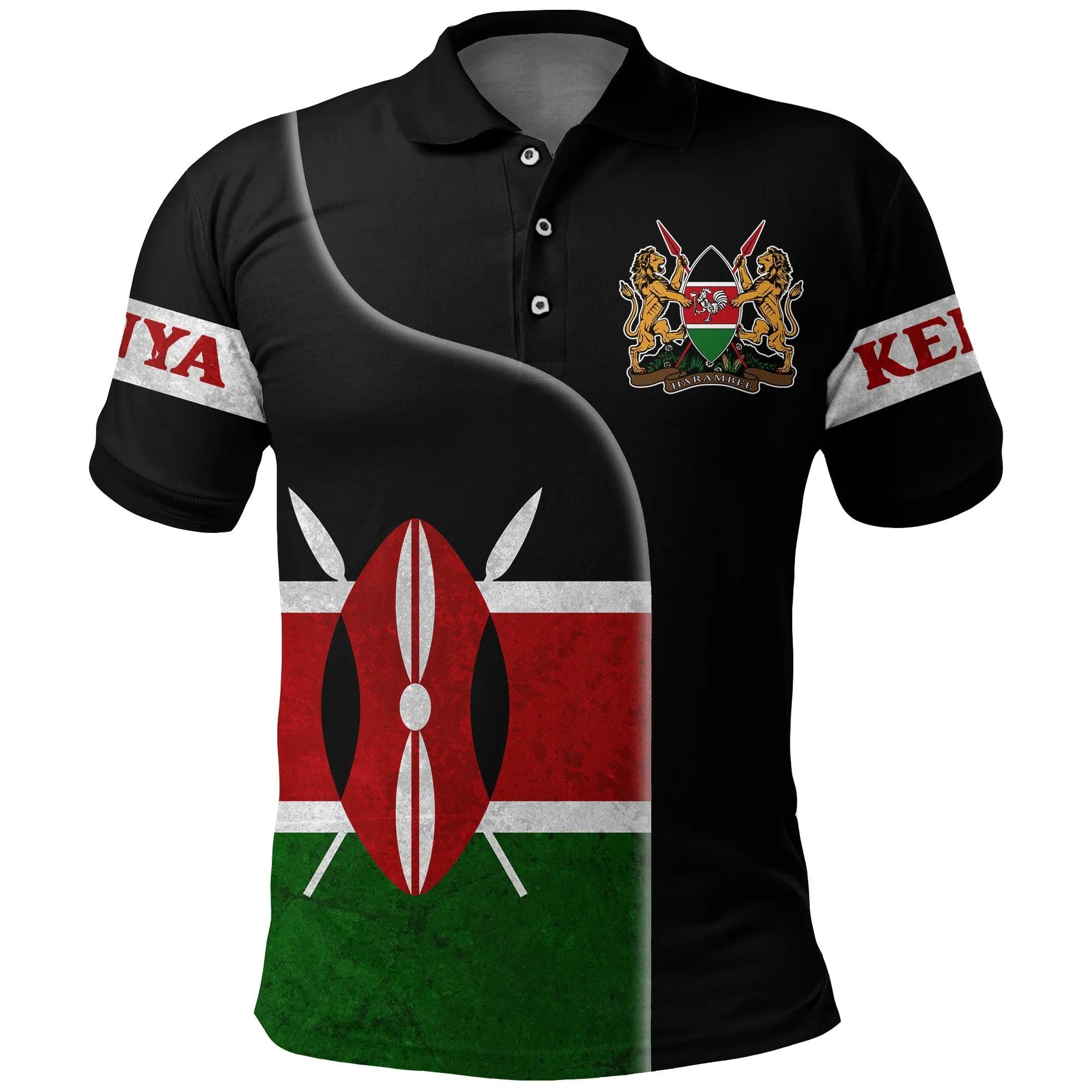 Kenya Flag - Coat Of Arms Polo Shirt A31 Kenya Flag - Coat Of Arms Polo Shirt A31