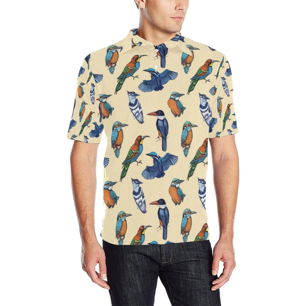 Kingfisher Bird Pattern Print Design 04 Men Polo Shirt Kingfisher Bird Pattern Print Design 04 Men Polo Shirt