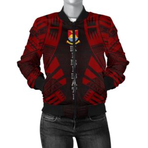 Kiribati Women Bomber Jacket - Polynesian Tattoo Red - BN0110 Bomber Jacket