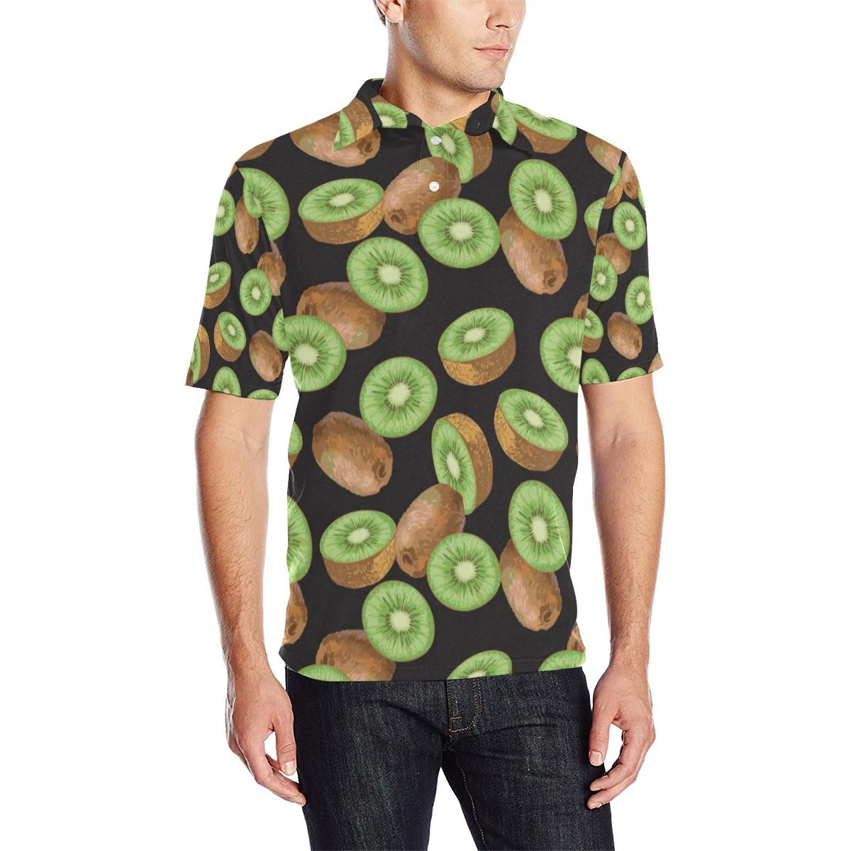 Kiwi Pattern Print Design Kw03 Men Polo Shirt Kiwi Pattern Print Design Kw03 Men Polo Shirt
