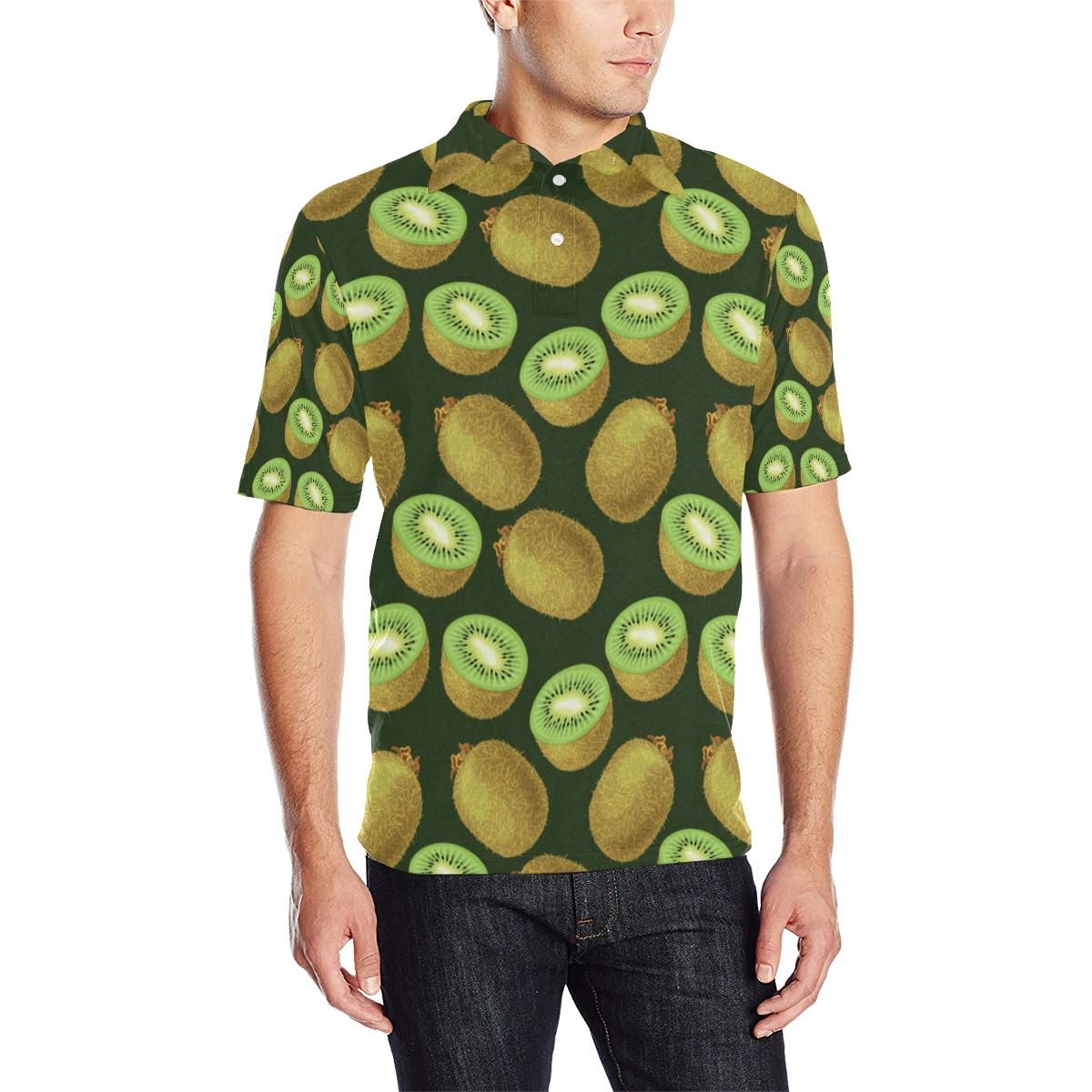 Kiwi Pattern Print Design Kw04 Men Polo Shirt Kiwi Pattern Print Design Kw04 Men Polo Shirt