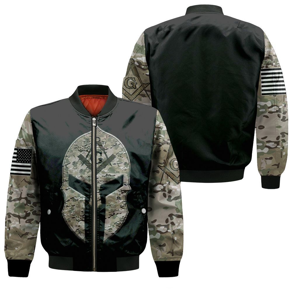 Knight Camo Pattern Freemasonry 3D Bomber Jacket Knight Camo Pattern Freemasonry 3D Bomber Jacket