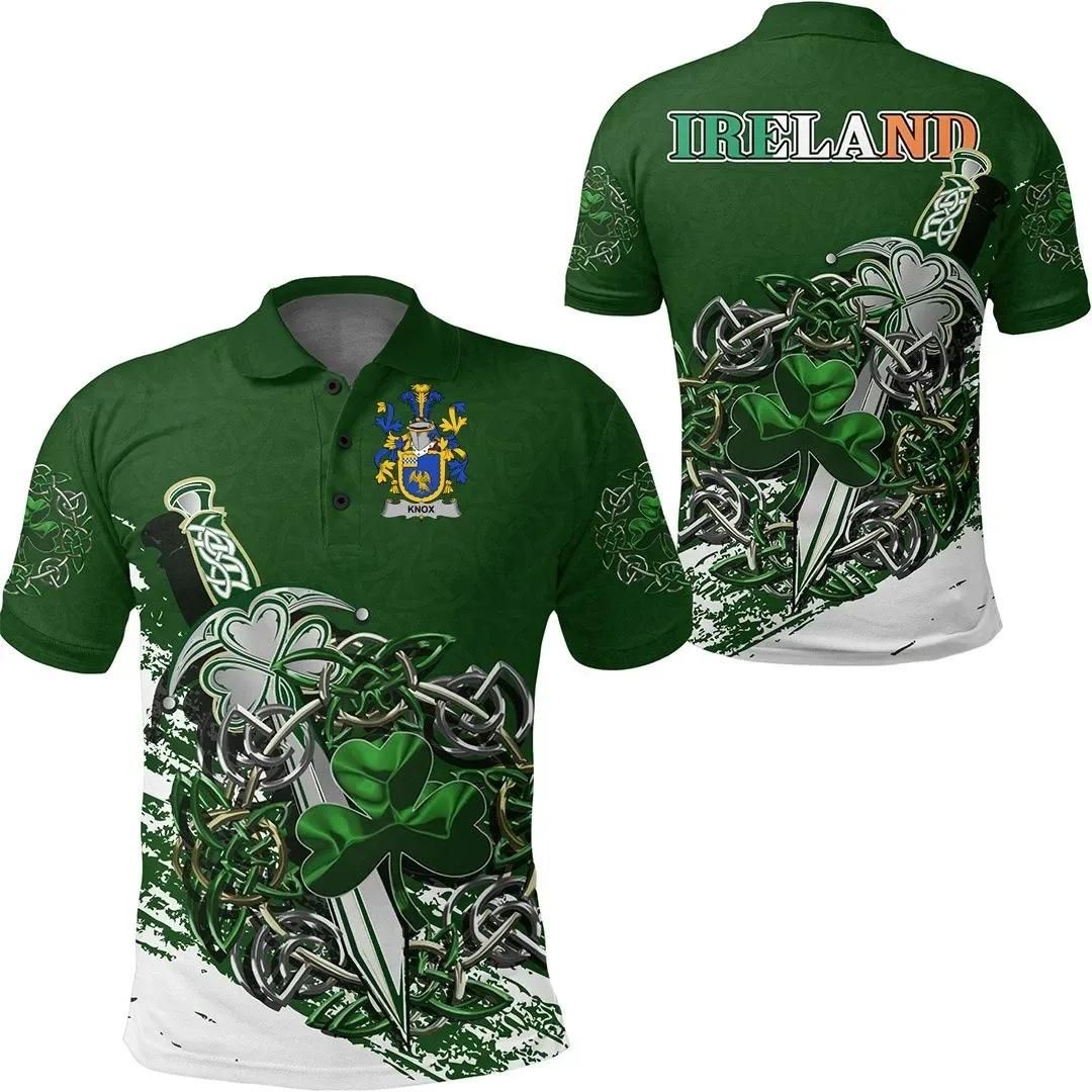 Knox Ireland Polo Shirt - Celtic Shamrock & Sword - Irish Family Crest A7 Knox Ireland Polo Shirt - Celtic Shamrock & Sword - Irish Family Crest A7
