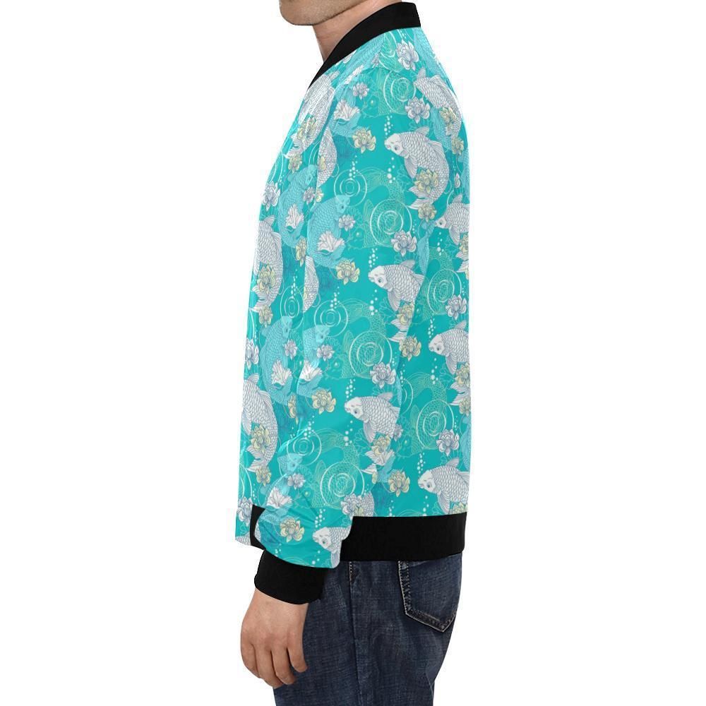 Koi-Fish-Lotus-Pattern-Print-Mens-Bomber-Jacket-1