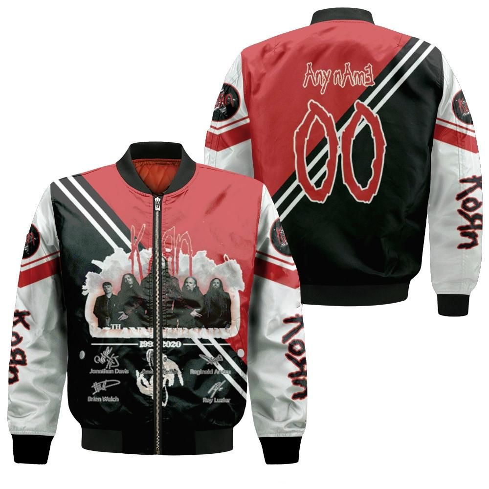 Korn 27th Anniversary 1993 2020 Rock Band Special Signatures 3D Designed Allover Gift With Custom Name Number For Korn Fans.jpg Bomber Jacket Korn 27th Anniversary 1993 2020 Rock Band Special Signatures 3D Designed Allover Gift With Custom Name Number For Korn Fans.jpg Bomber Jacket