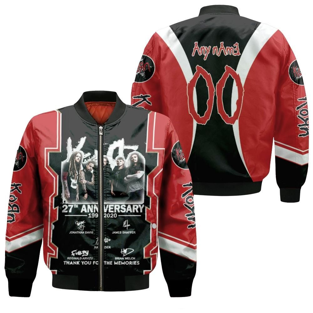 Korn 27th Anniversary Thank You For The Memories Rock band 3D Designed Allover Gift With Custom Name Number For Korn Fans.jpg Bomber Jacket Korn 27th Anniversary Thank You For The Memories Rock band 3D Designed Allover Gift With Custom Name Number For Korn Fans.jpg Bomber Jacket