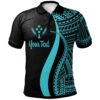 Kosrae Custom Personalised Polo Shirt Turquoise - Polynesian Tentacle Tribal Pattern - BN11