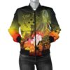 Kosrae Custom Personalised Women's Bomber Jacket - Humpback Whale with Tropical Flowers (Yellow)- BN18 Bomber Jacket