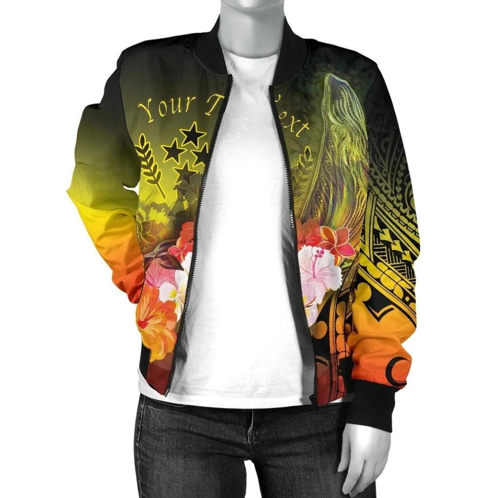 Kosrae-Custom-Personalised-Womens-Bomber-Jacket-Humpback-Whale-with-Tropical-Flowers-Yellow-BN18-Bomber-Jacket-2