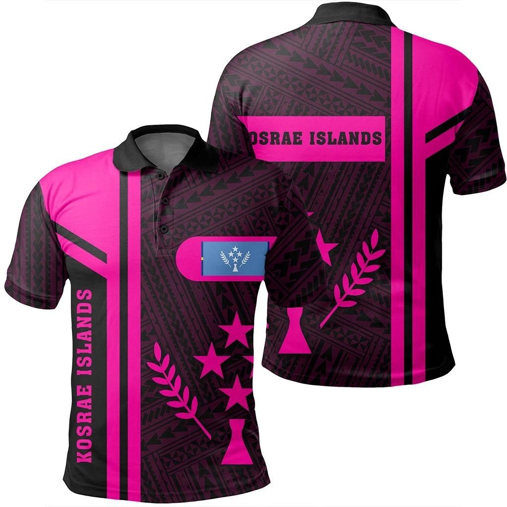 Kosrae Islands Pink Polo Shirt- Boba Style - AH - J14 Kosrae Islands Pink Polo Shirt- Boba Style - AH - J14