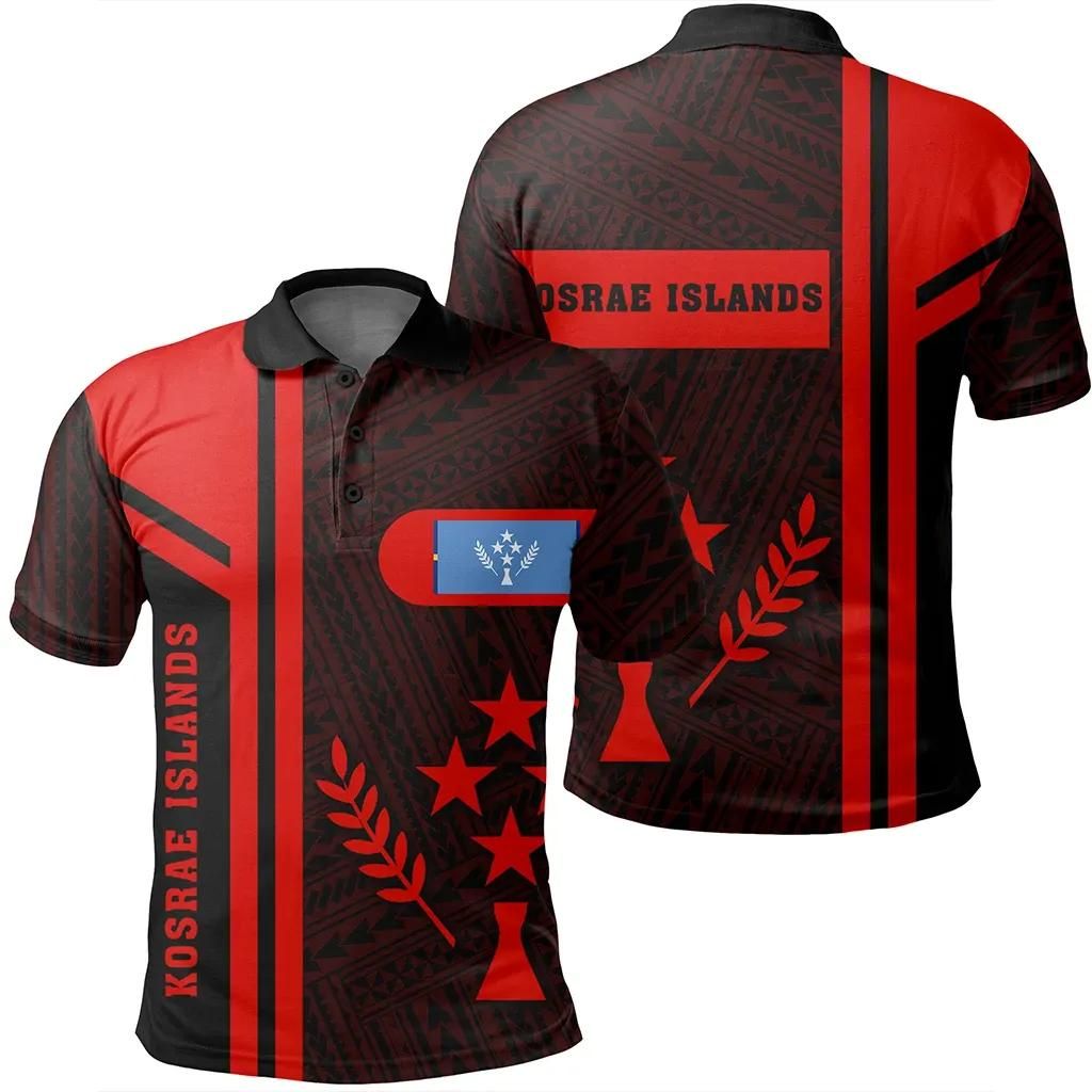 Kosrae Islands Red Polo Shirt- Boba Style - AH - J14 Kosrae Islands Red Polo Shirt- Boba Style - AH - J14
