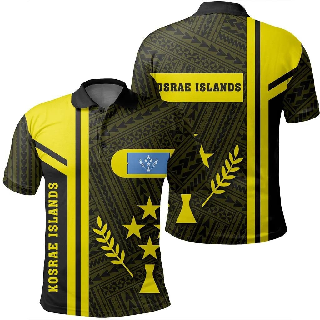 Kosrae Islands Yellow Polo Shirt- Boba Style - AH - J14 Kosrae Islands Yellow Polo Shirt- Boba Style - AH - J14