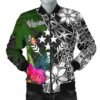 Kosrae Men Bomber Jacket - Turtle Plumeria Banana Leaf - BN11 Bomber Jacket