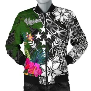Kosrae Men Bomber Jacket - Turtle Plumeria Banana Leaf - BN11 Bomber Jacket