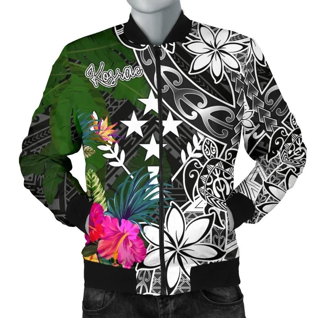 Kosrae Men Bomber Jacket - Turtle Plumeria Banana Leaf - BN11 Bomber Jacket Kosrae Men Bomber Jacket - Turtle Plumeria Banana Leaf - BN11 Bomber Jacket